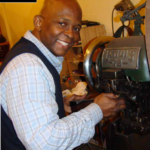 Elijah Malik using a Landis 12 Leather Stitching Machine