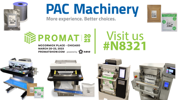 PAC Machinery’s Top-Selling Poly and Paper Mailer Bagging Solutions and Sustainable Options an Exhibit to See at ProMat Show